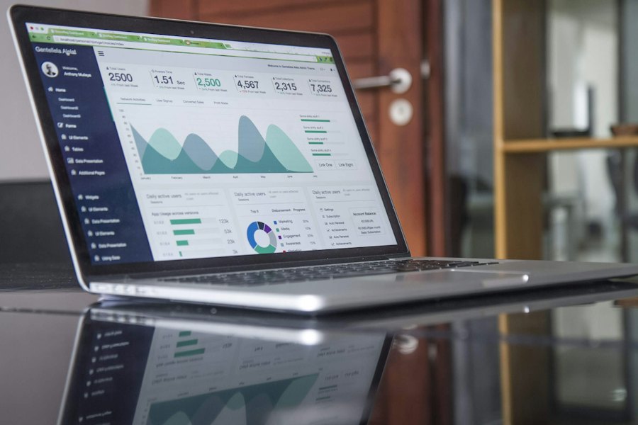 Marketing performance dashboard on a laptop